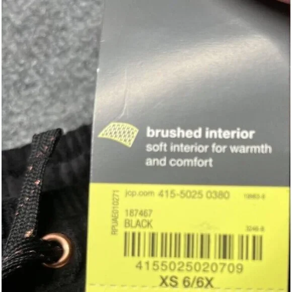 Xersion Velour Jogger Pants Girls XS 6-6X Black White Color Block Drawstring New - Picture 8 of 9